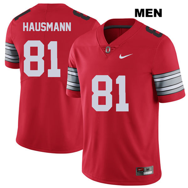 Ohio State Buckeyes Men's Jake Hausmann #81 Red Authentic Nike 2018 Spring Game College NCAA Stitched Football Jersey RJ19N04QA